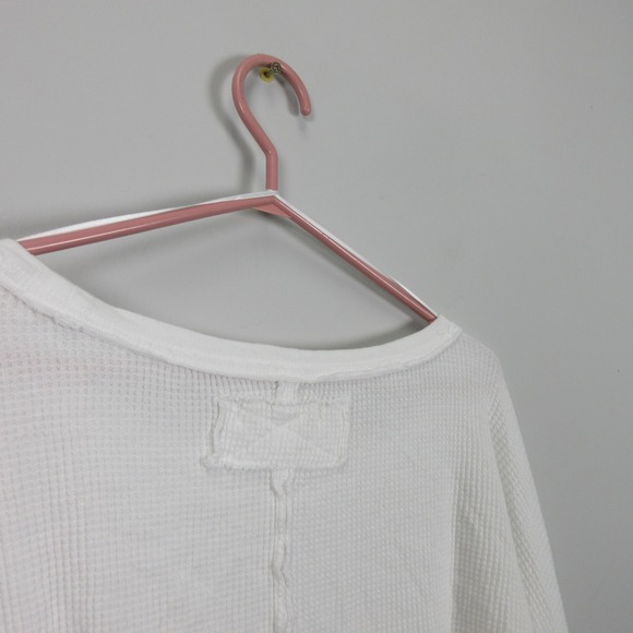 We The Free People Womens Microphone Drop Thermal White Waffle Long Sleeve Top S - Picture 10 of 12